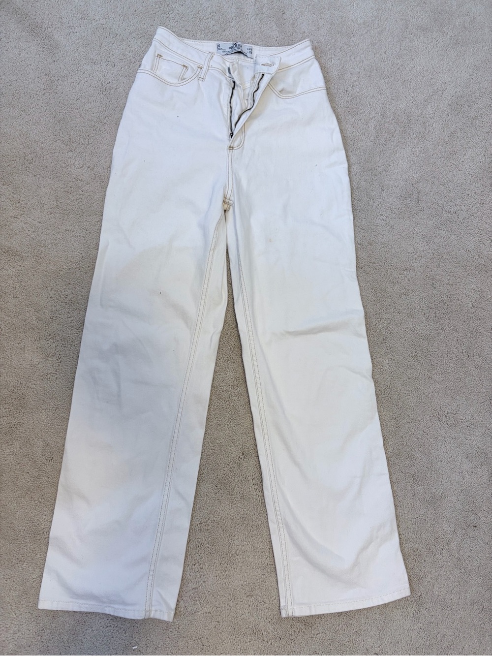 Hollister Women's Off-White Straight-Leg Chinos